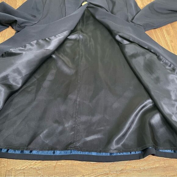 J. Peterman Lightweight Navy Wool Point Collar Single Button Coat Size‎ 10 - Picture 10 of 10